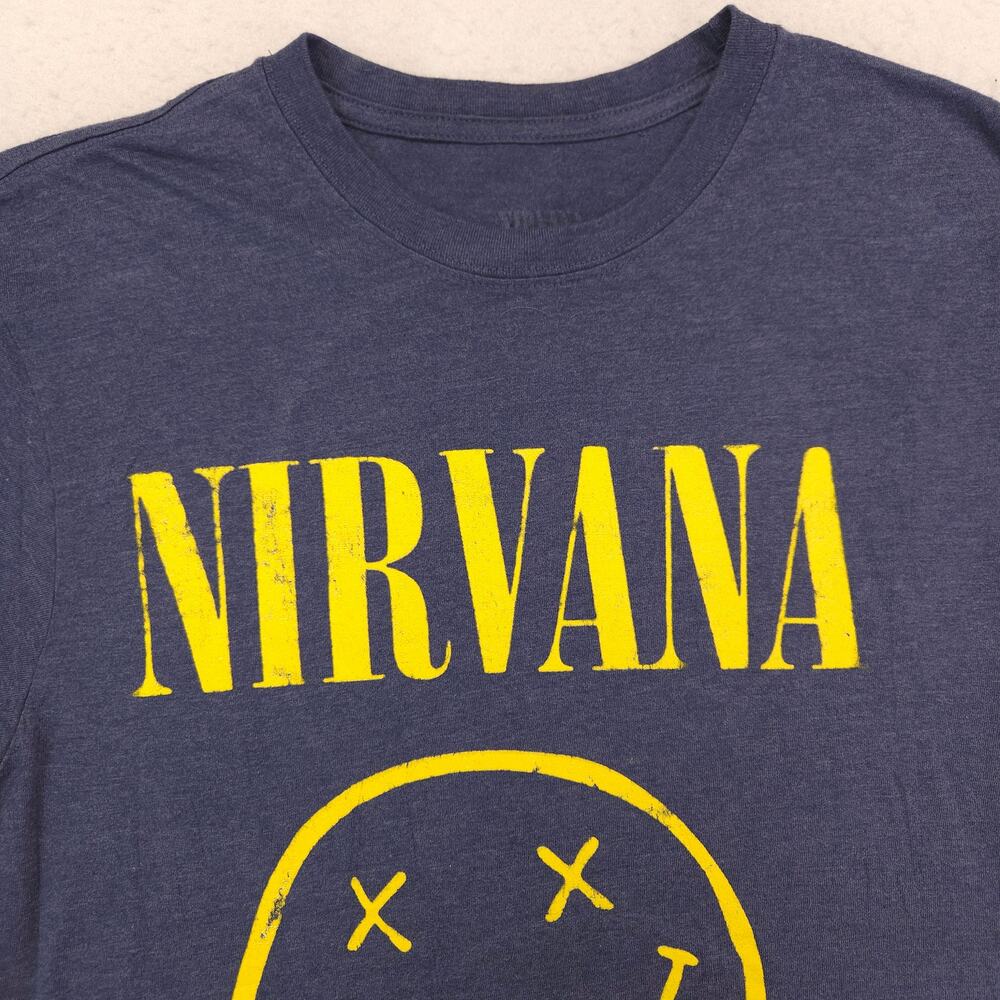 Nirvana Band Casual Crew Neck Graphic Shirt Adult Mens Size Large L Navy